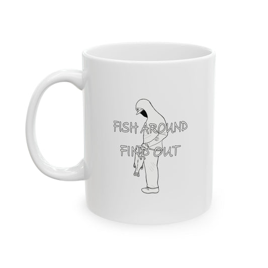 Latin Bassassin Fish Around Find Out Ceramic Mug, (11oz)